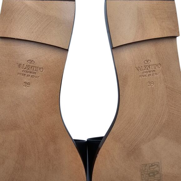 Valentino Garavani VLogo V Logo Flat Slide Sandal Black Leather Size 39 US 9 - Picture 11 of 12